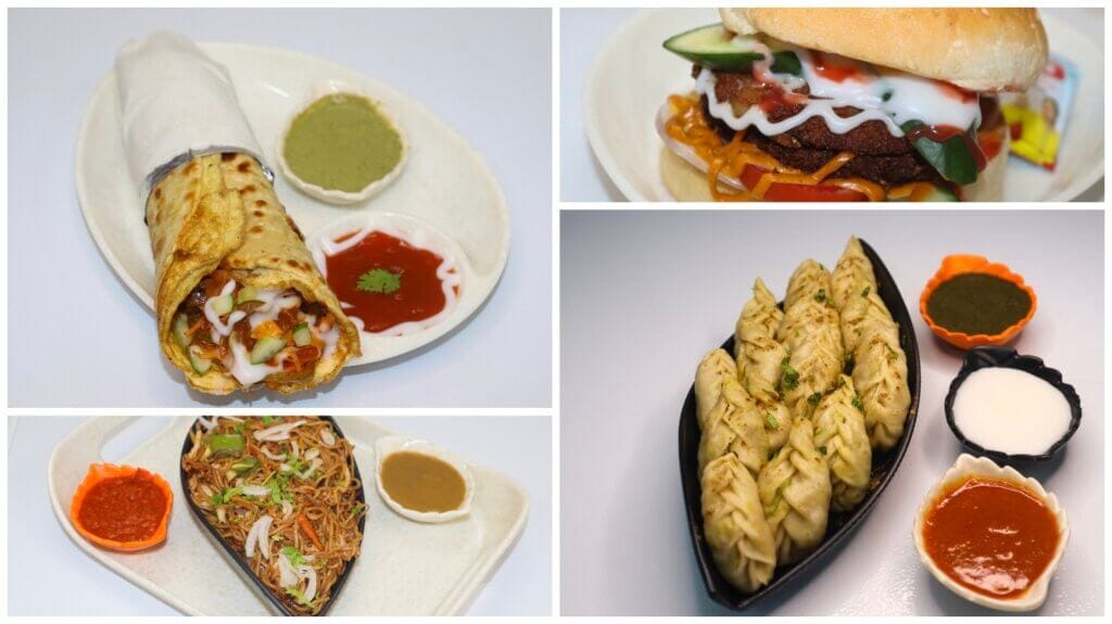 Egg Roll, Burger, Chowmein/Noodles or Momos
